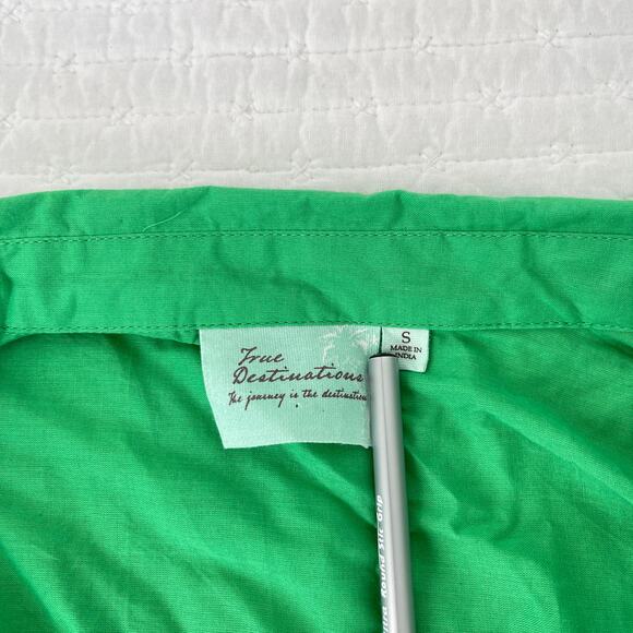 New True Destinations Long Sleeve Cotton Buttoned Tunic Blouse in Green Size S - Picture 3 of 5